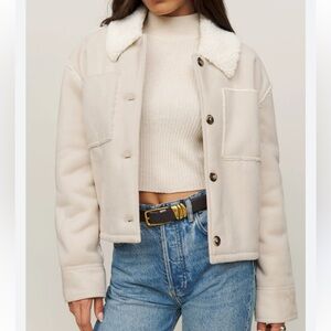 Reformation Cream Sherpa Arlington Jacket